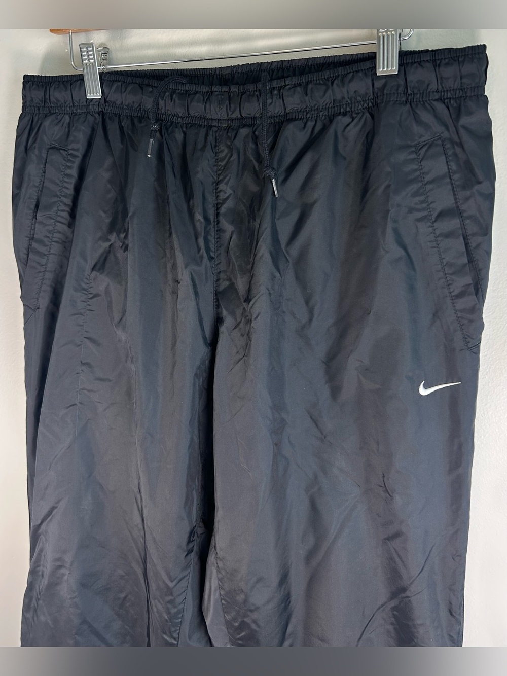 Vintage Nike Men’s Pants Sz L Track Windbreaker Nylon Zipper Cuff Adjustable Y2K - Picture 3 of 9